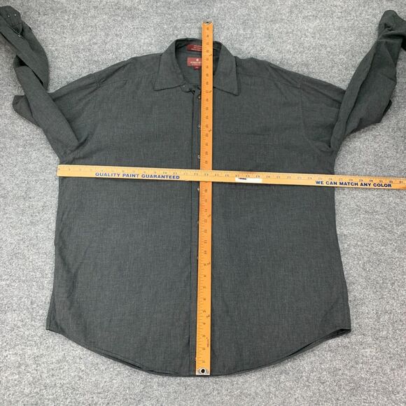 Nordstrom Dress Shirt Men L Large Charcoal Gray Natural Style Long Sleeve Collar - Picture 6 of 12
